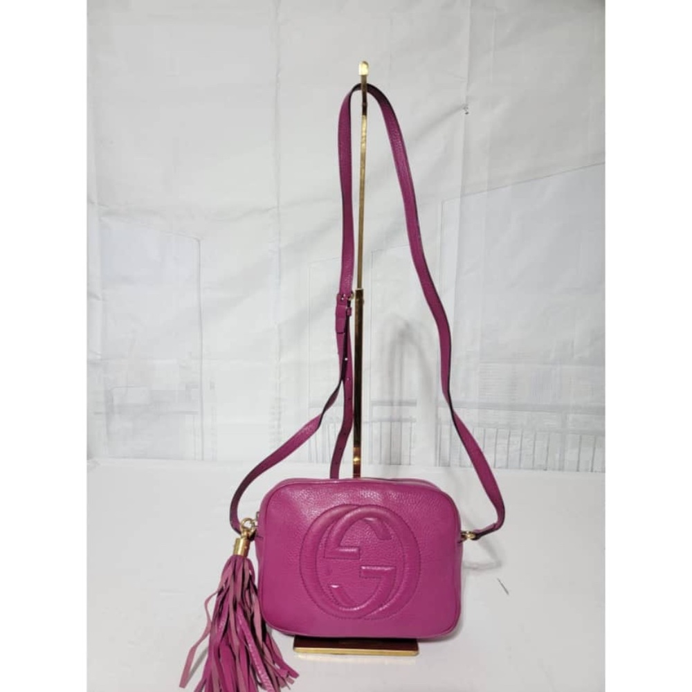Authentic GUCCI Cellarius Calfskin Small Soho Disco Bag Pink Magenta